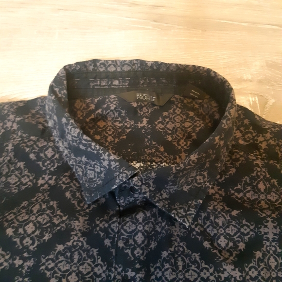 Mervyns Profile XXL black grey batique print cotton button up pocketed shirt - Picture 5 of 11
